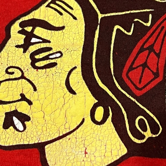 Vintage 1980s Chicago Blackhawks NHL Hockey Logo 7 Tee Tshirt - Picture 5 of 6